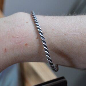 Vintage twisted sterling silver cuff bracelet, 7"